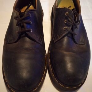 Dr. Martens Size 10 Brown Leather 3-Eye Derby with Yellow Stitching